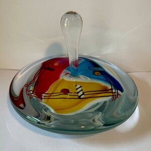 James Wilbat Abstract Hand-Blown Art Glass Elongated Perfume Bottle SIGNED / 94
